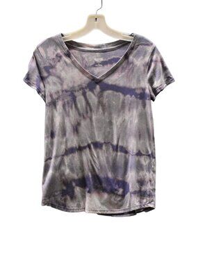 Women's Mossimo Purple Custom Bleach Dye V-neck T-shirt Size XS